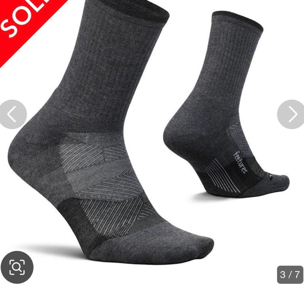NWT Feetures Trail Max Cushion Mini Crew Gray Size XL